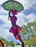 Ancizar Marin Sculptures  Ancizar Marin Sculptures  Umbrella with Ballerina (Rainbow Umbrella, Magenta Figure)